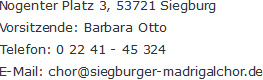 Adresse Vorsitz Adresse Vorsitz